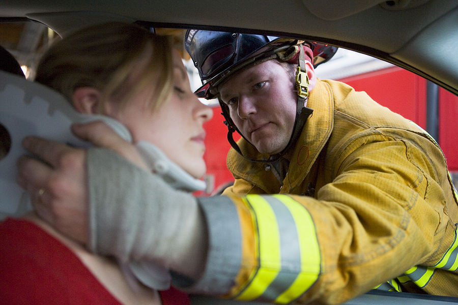Injured driver discussing a car accident claim