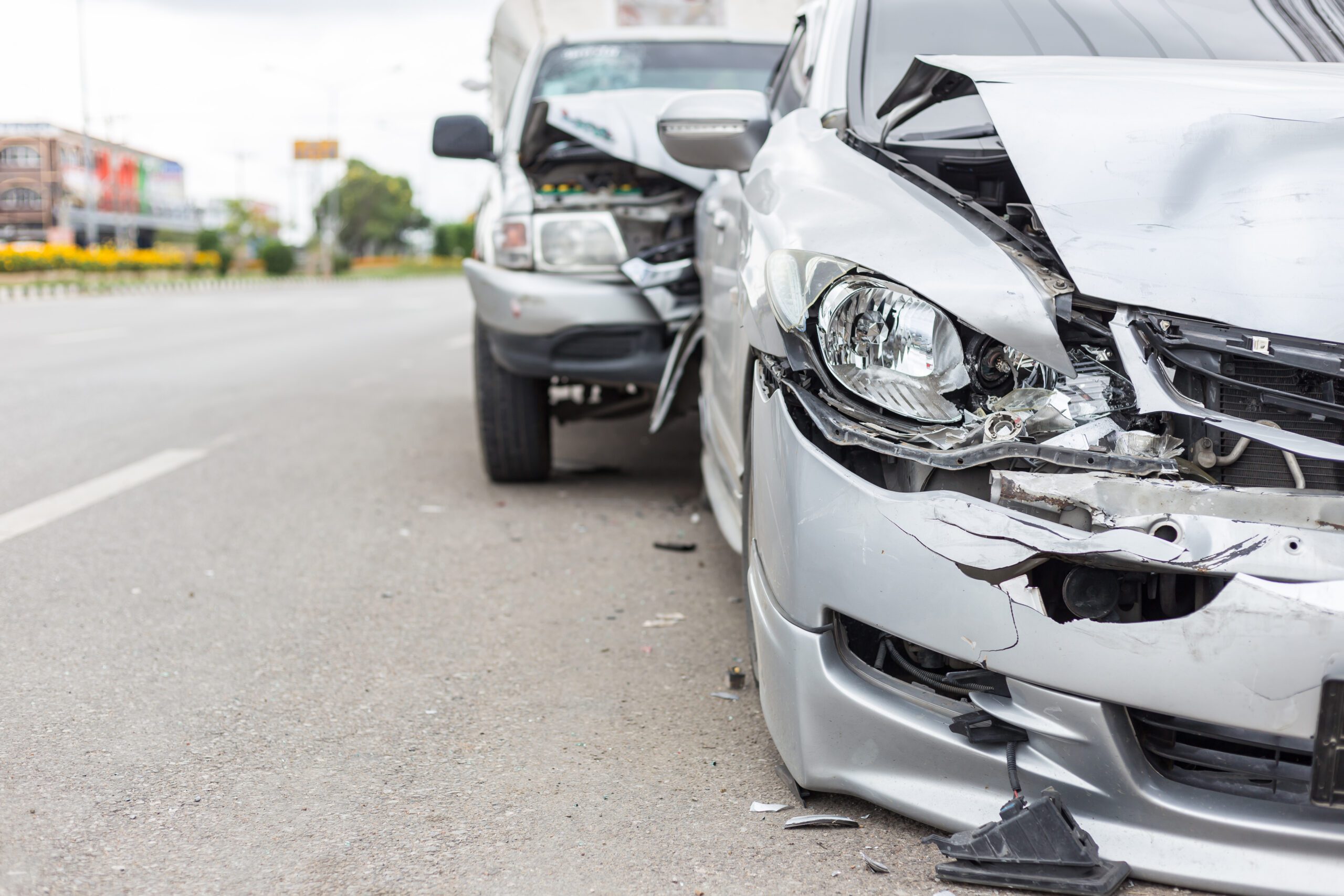 Rear-end Car Collision On A Road In Macomb County, Michigan